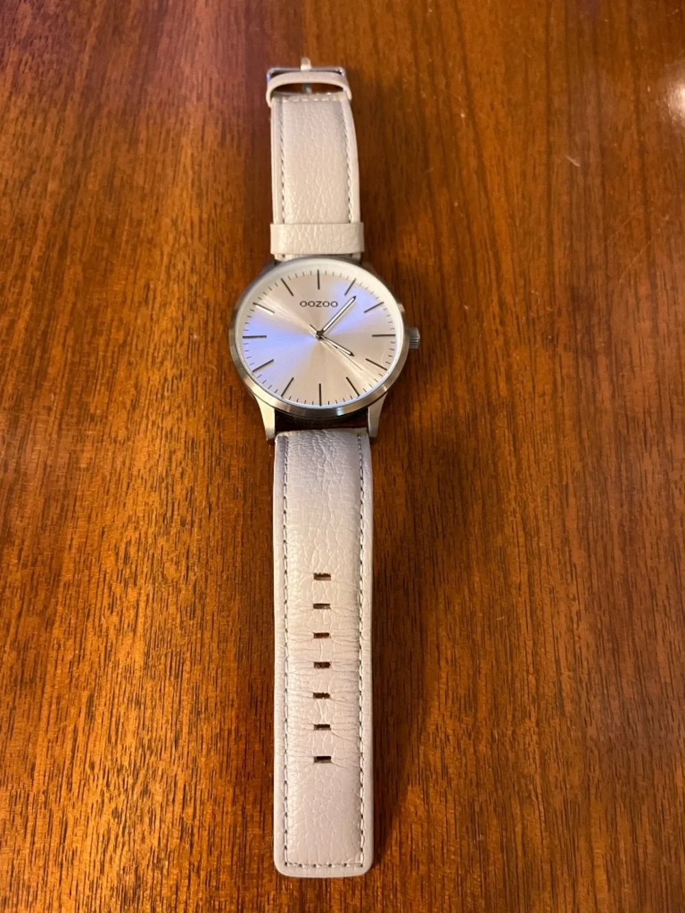 Men's OOZOO brand oversized watch timepiece with grey leather strap